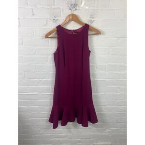 Jay Godfrey Women's Flutter Hem Scoop Neck Midi Dress Sleeveless Burgundy Size 2
